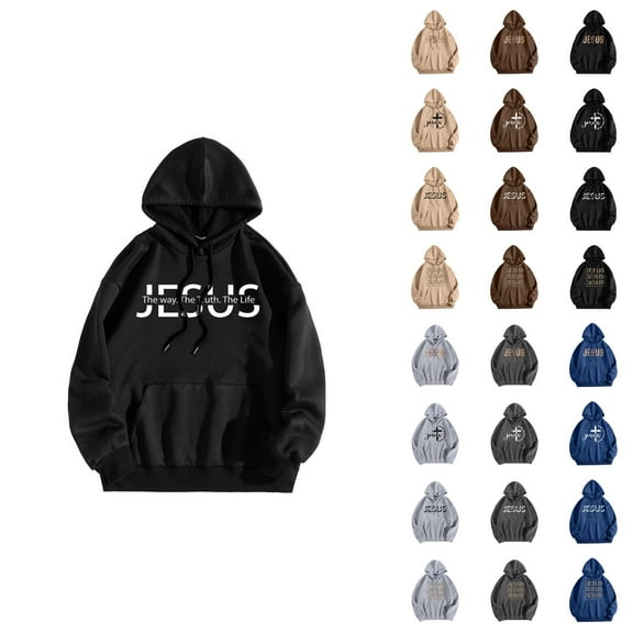 Jesus The Way The Truth The Life Pullover Hoodies for Women Fall Winter Long Sleeve Christian Hooded Sweatshirt with Pockets