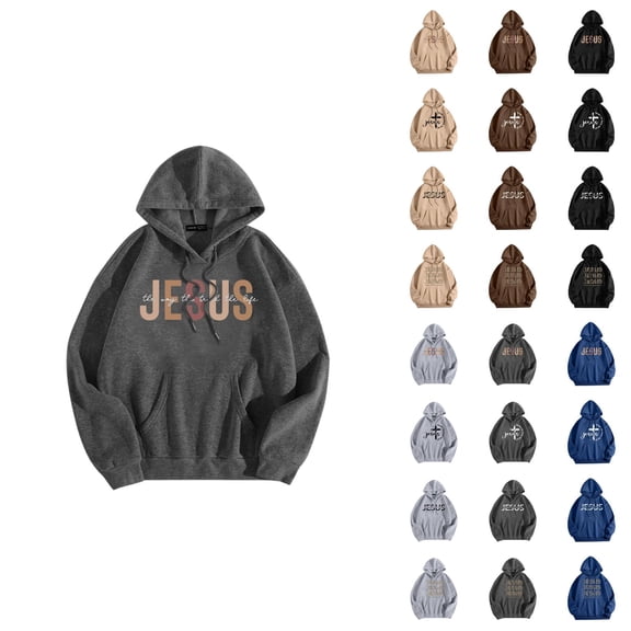 Jesus The Way The Truth The Life Pullover Hoodies for Women Fall Winter Long Sleeve Christian Hooded Sweatshirt with Pockets