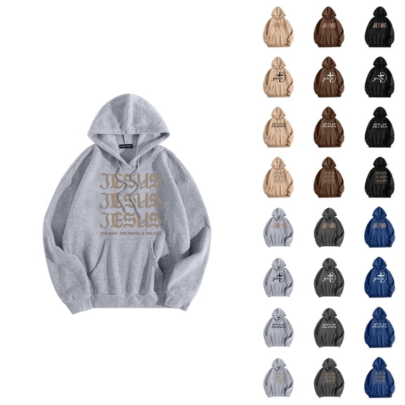 Jesus The Way The Truth The Life Pullover Hoodies for Women Fall Winter Long Sleeve Christian Hooded Sweatshirt with Pockets