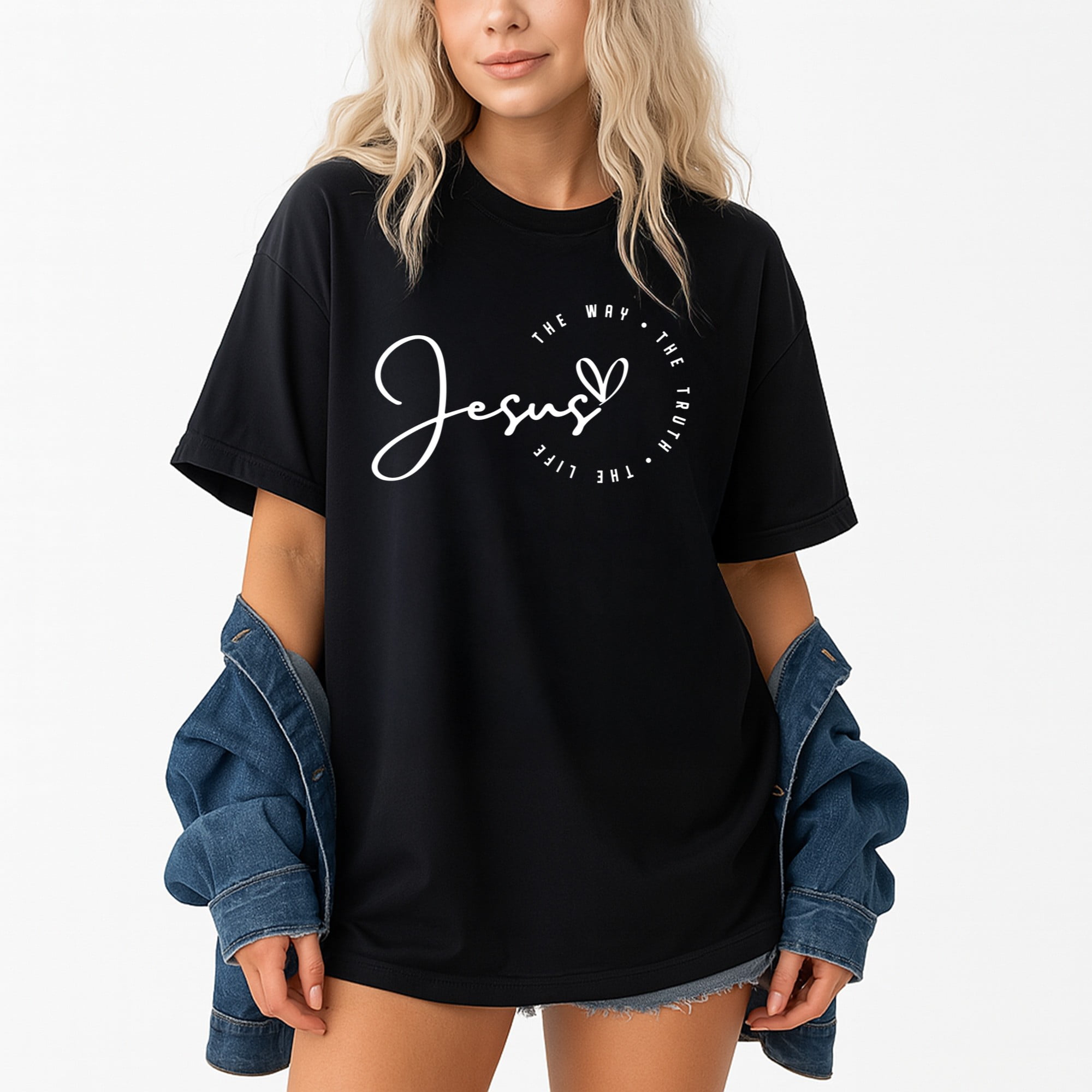 Way, Truth & Light in Navy Graphic Tee and Sweatshirt