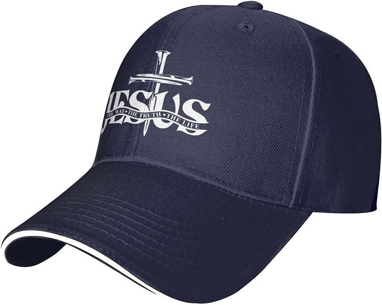 Jesus The Way Truth Life Baseball Cap – 3D Printed Adjustable Snapback, Black, Unisex Flat Bill Hat - View #2
