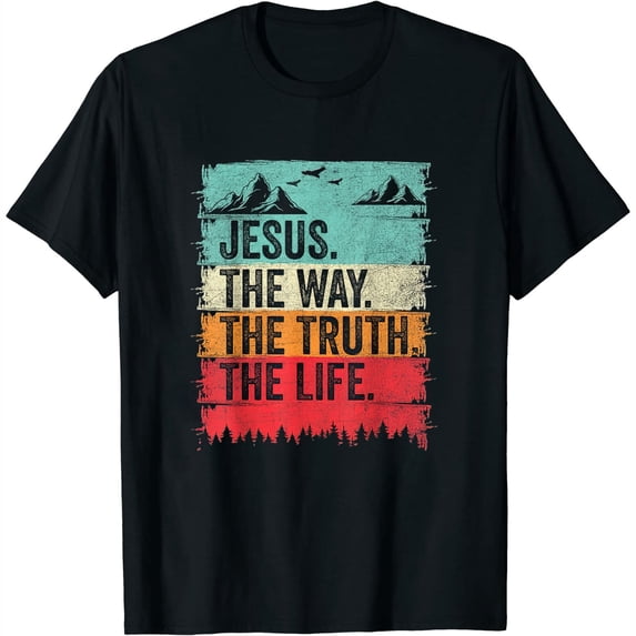 Jesus The Way Truth Life Men Women Teens Boys Girls Worship T-Shirt Black 3X-Large