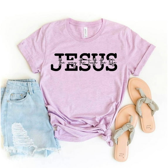 Jesus The Way Truth Life T-shirt Shirt Christian Gift Religious Tee Lover Top Bible Verse Church Inspirational Christmas