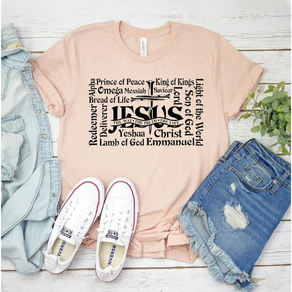 Jesus The Way Truth Life T-shirt Shirt Religious Tee Christian Top Church Gift Faith God Women's Feminist Shirts Bible Verse