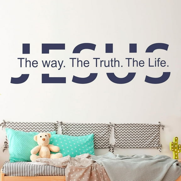 Jesus The Way, Truth and Life Peel and Stick Christian Quotes Wall for Living Room ations I Mural Decal Sticker (Wide 20"x 5" Height)