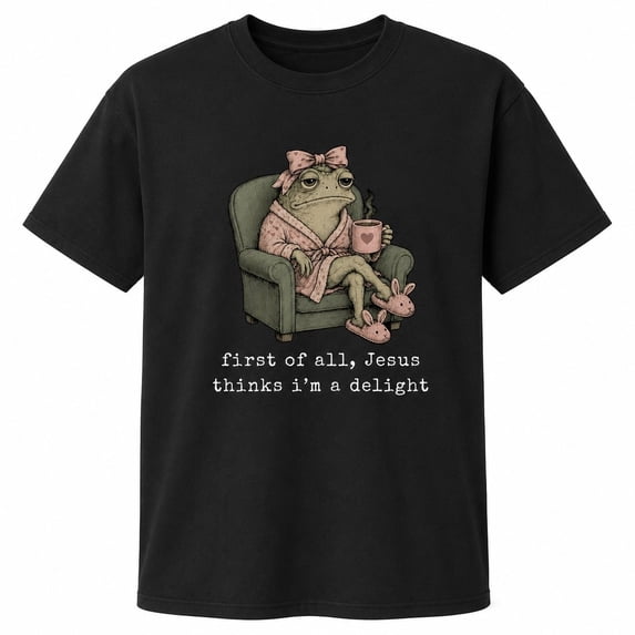 Jesus Thinks I’m a Delight Frog Graphic T-Shirt, Unisex Faith Humor Tee