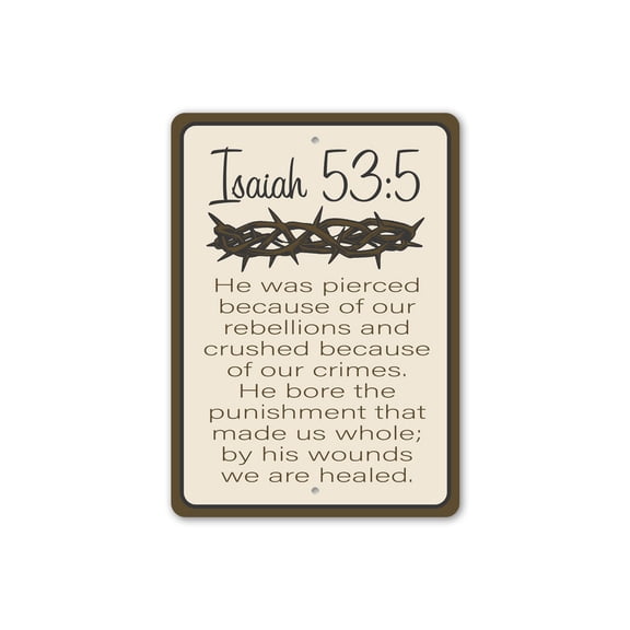 Jesus Thorn Corwn Scripture Aluminum Metal Decor Sign - 10x14 inches