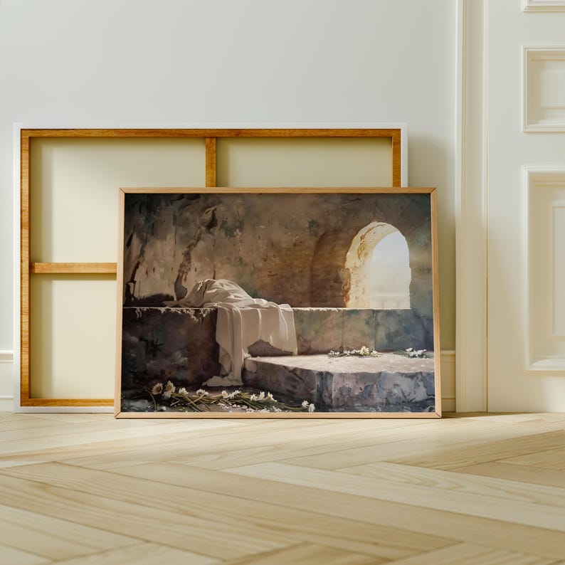Jesus Tomb Printable Art, The Tomb Is Empty Wall Art, He Is Risen ...