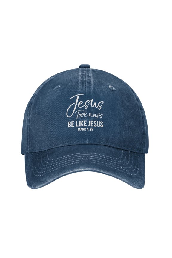 Jesus Took Naps Be Like Jesus Mark 4.38 Cowboy Hat Baseball Hat Trucker Hat For Men Women Retro Denim Hats Baseball Cap Dad Hat