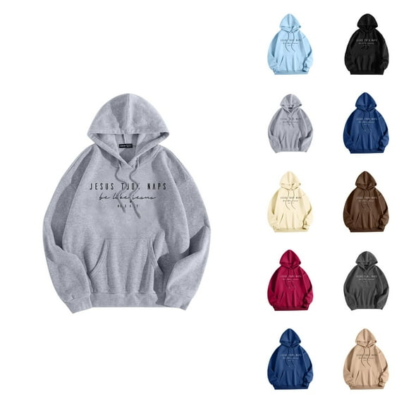 Jesus Took Naps Hoodies for Women 2025 Fall Winter Long Sleeve Christian Hooded Sweatshirt with Pockets Pullover Tops