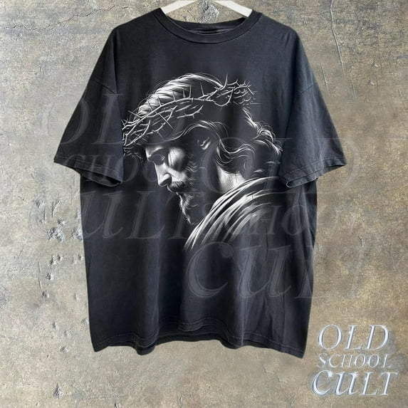 Jesus Vintage 90s Graphic Shirt, Jesus Shirt, Christian Shirt, Retro Halftone Graphic Shirt, He Has Rizzen,Unisex Shirt
