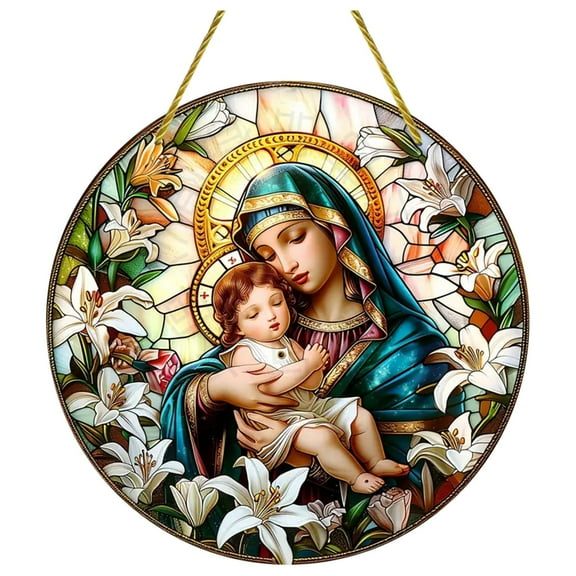 Jesus Virgin Mary Hanging Ornament Religious Home Decor Christmas Gift Church Celebration Acrylic Material Detailed Figurine Design For Tree Wall Display Spiritual Decoration