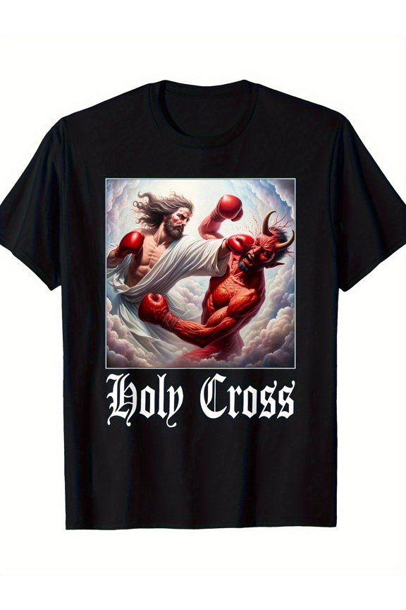 Jesus Vs Satan Boxing Match Not Today Satan Holy-Shirt Men Tee Shirt