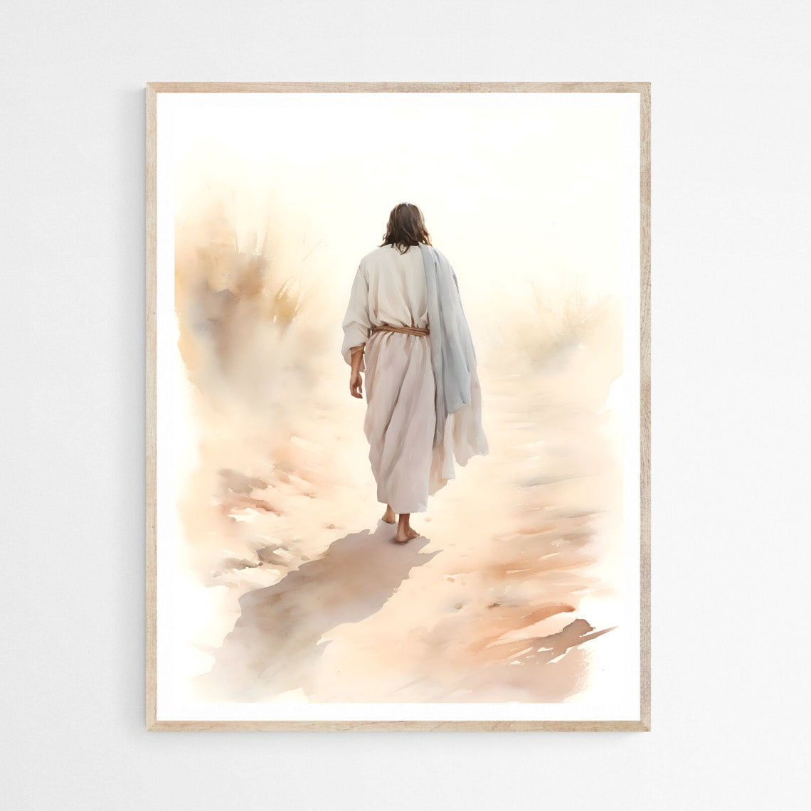 Printable Sign Photo Jesus Walking Along Dirt Road Wall Art Print, Peaceful Biblical And ...