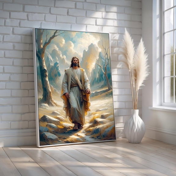 Jesus Walking In Light Wall Art | Christian & Poster | Spiritual Religious Decor For Home, Church, Or Prayer Room Warm Present Vintage UNFRAMED Poster Size 16x24
