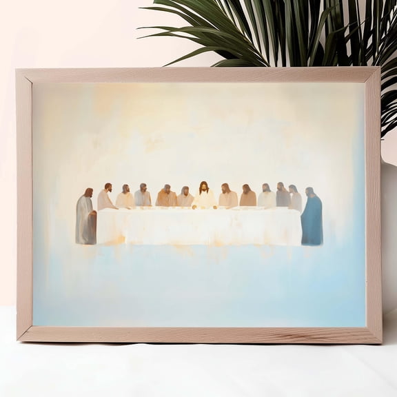 Jesus Walking On Water Print: Beige Christian Scripture Art Warm Present Vintage UNFRAMED Poster Size 24x36