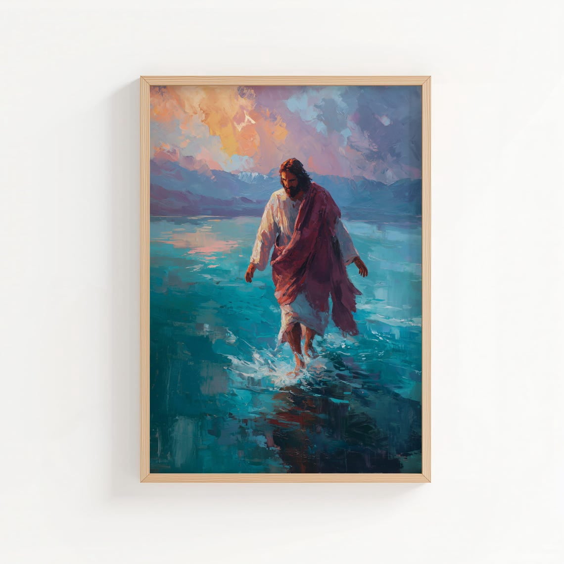 Jesus Walking On Water Print Style Christian Wall Art Christian Miracle ...