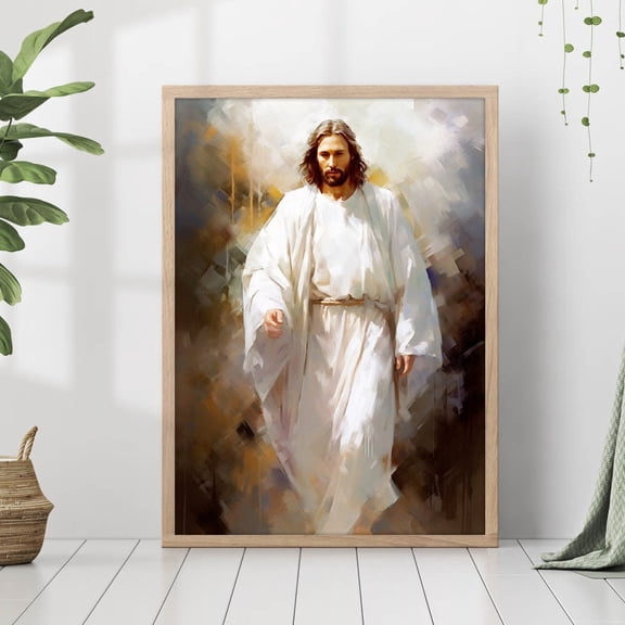 Jesus Walking Poster Warm Tones Peace Painting Print Wall Art Gift Trendy Living Room Home Decor Art Christian Nursery Decor UNFRAMED PAPER POSTER, Home Decor, Vintage Gift, Living Room Dercor