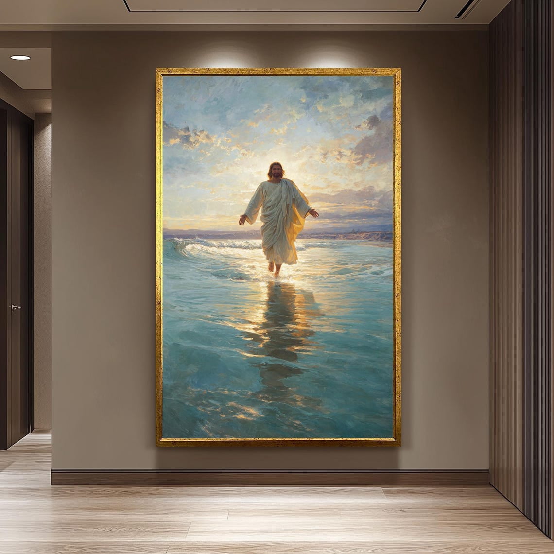 Jesus Walking On Water Art Christian Wall Decor Spiritual Religious ...