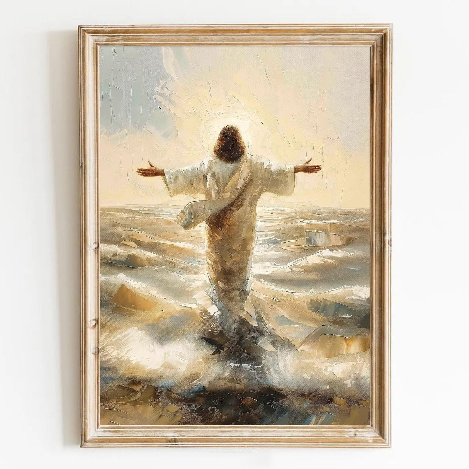 Jesus Walking on Water Canvas Wall Art Jesus Christian Poster Abstract ...