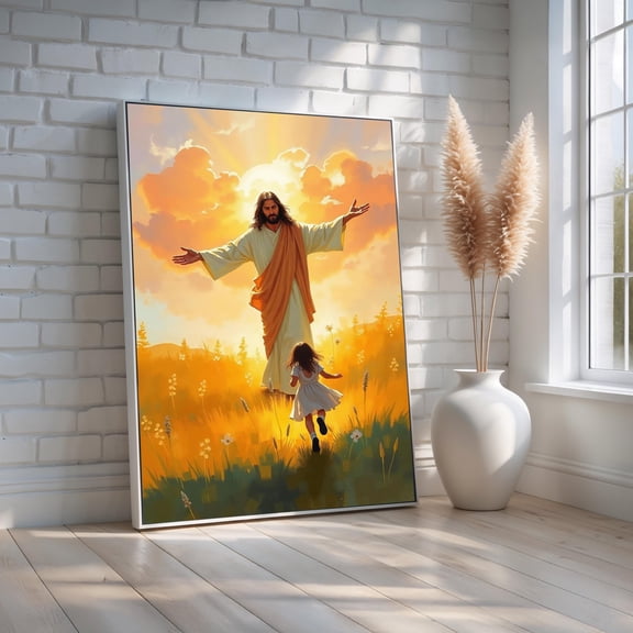 Jesus Walking On Water | Christian Wall Art Print | Faith-Based Ocean Storm Decor | Religious Home Inspiration Warm Present Vintage UNFRAMED Poster Size 24x36