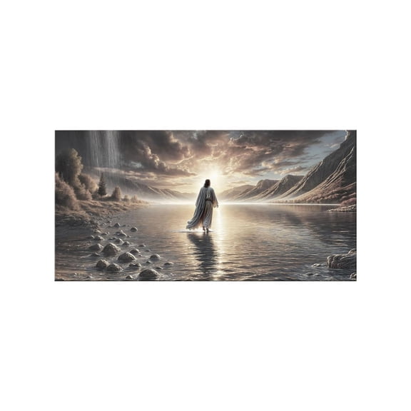 Jesus Walking on Water Wall Art Framed Christian Canvas Decor for Living Room Church or Prayer Space Picture of Jesus Walks on Water Religious Artwork