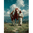 thumbnail image 1 of Jesus Walking With Horse Religious Canvas Serene Landscape Home Bedroom Spiritual Wall Decor Art, 1 of 8