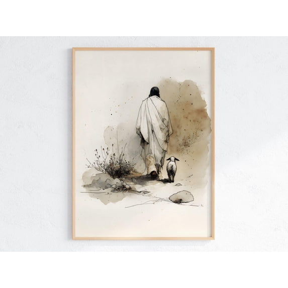 Jesus Walking With The Lamb Christian Watercolor Faith Christian Faith ...