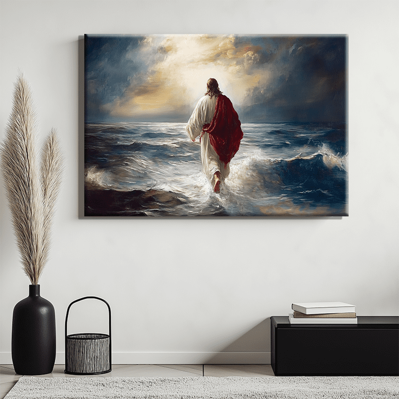 Jesus Walking on Water Poster Canvas Print Wall Art Bedroom Room ...