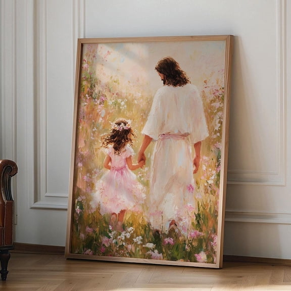 Jesus Walking with Girl Jesus Art LDS Art Mormon Art Catholic Art Jesus Prints Christian W