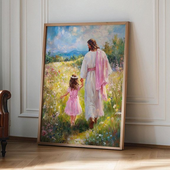 Jesus Walking with Girl Jesus Art LDS Art Mormon Art Catholic Art Jesus Prints Christian Wall Art Jesus and Girl Bible Painting