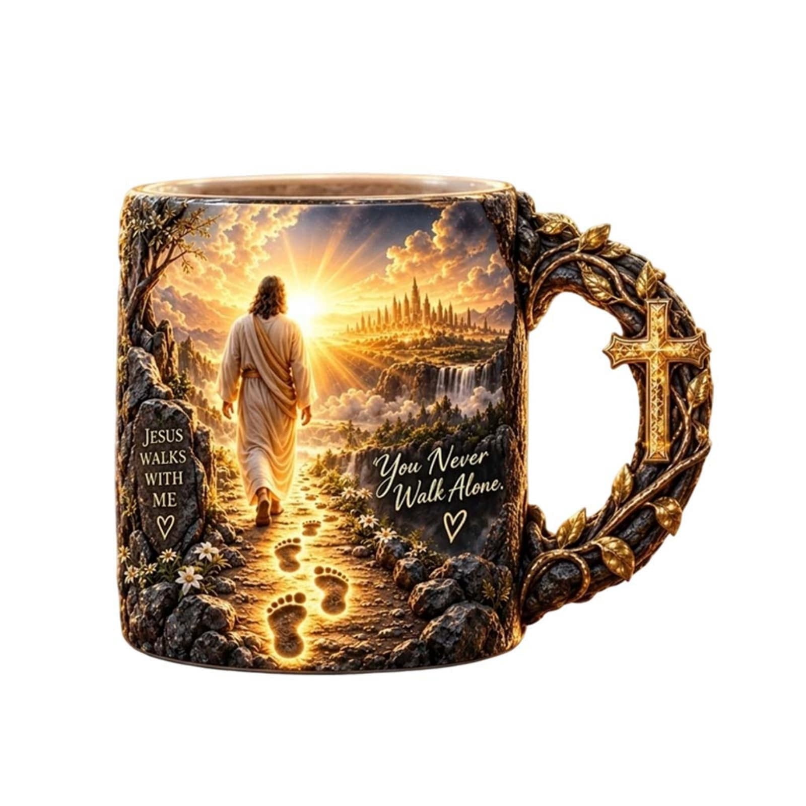 Jesus Walks With Me – Heat-Reveal Faith Mug, Christmas Christian Bible ...