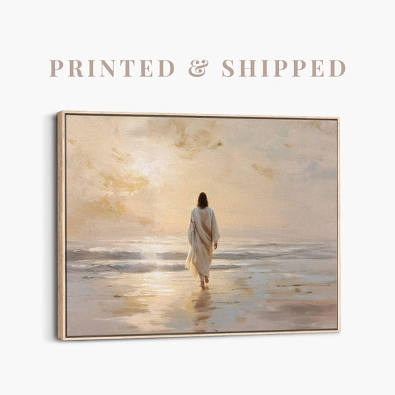 Jesus Walks On Water Wall Art | Modern Christian Painting, Large Jesus Canvas, Catholic Decor, Unframed Canvas Size 24x36