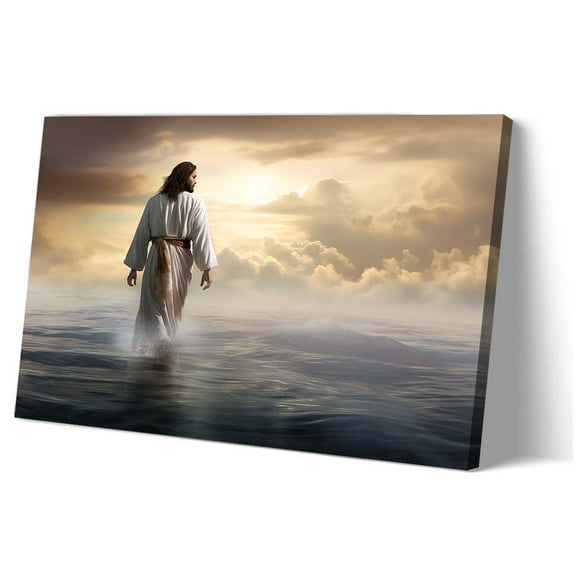 Jesus Wall Art Christ Posters Jesus Walk in The Sea Poster Prints Living Room Modern Decoration Canvas Colouring Giclee Artwork Vertical Pictures