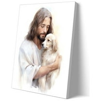 Jesus Wall Art Christ with Dog Posters Art Bedroom Decor Aesthetic Picture Painting Panel Contemporary Artwork Wall Christmas Decorations