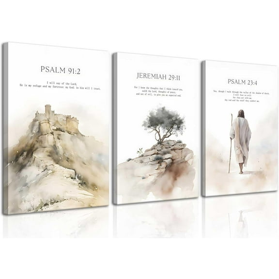 Jesus Wall Art Christian Bible Verse Canvas Posters Prints Minimalist Bible Stories Scripture Wall Decor Pictures Religious Artwork for Living Room Bedroom（Only canvas）