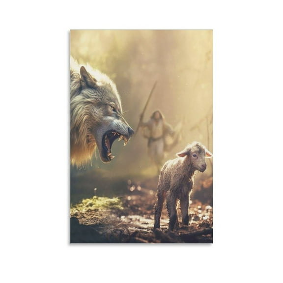 Jesus Wall Art Jesus Save The Lost Lambs Canvas Painting God Gifts Canvas Painting Poster Wall Art Decorative Picture Prints Modern Decor 16x24inch(40x60cm)