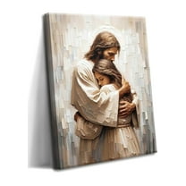 Jesus Wall Art poster Decor for Prayer Room Jesus Embracing Woman Canvas Pictures Prints, Religious Wall Decor for Living Room, Bedroom  Church Christmas Gifts