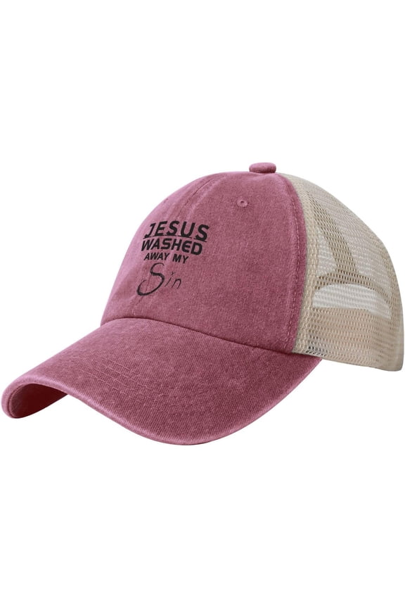 Jesus Washed Away My Sun Vintage Mesh Hat Dad Hats Trendy Caps Black