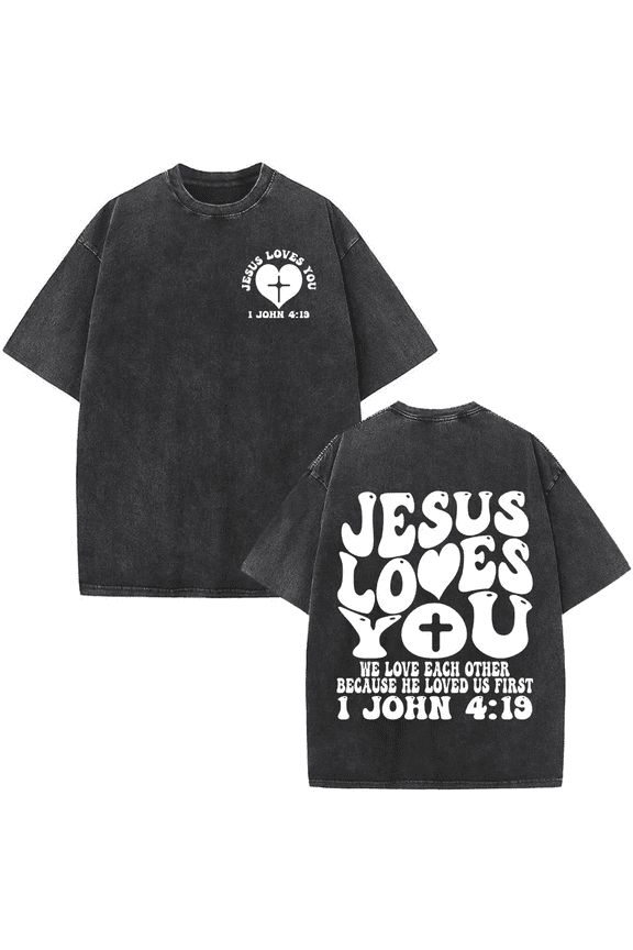 Jesus Washed T Shirts Christian Bible Verse T-shirt Mens Women Fashion Oversized Cotton T-shirts