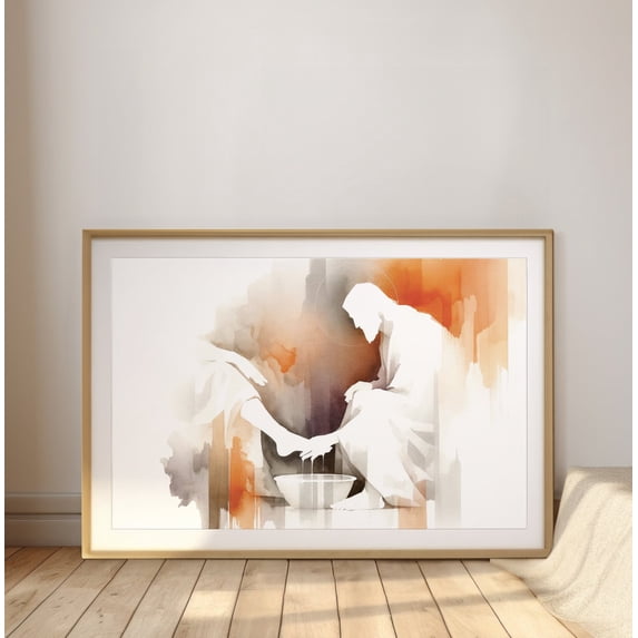 Jesus Washes The Disciples Feet Wall Art, Bible Scene, Christian Home ...