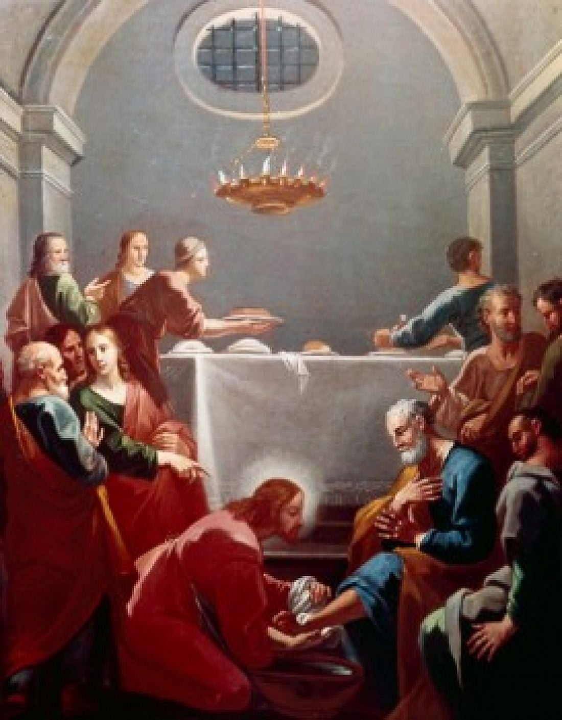 Jesus Washes the Feet of His Disciples by Hendrick Krock (1677-1738) Canvas Art - Hendrick Krock (18 x 24)