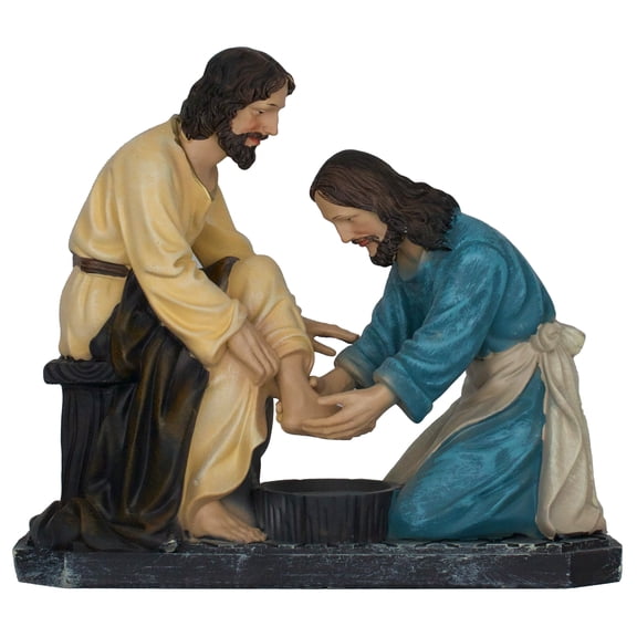 Jesus Washing Disciples Feet Resin Religious Statue 8" Home Decor
