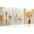 thumbnail image 1 of Jesus on the Water Wall Art Jesus Walking on Water Canvas Wall Decor Jesus and Lamb Prints Decoration Paintings Jesus and Dove Pictures Christian Posters for Living Room Bedroom(Framed canvas), 1 of 6