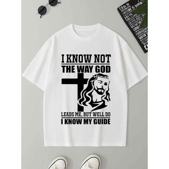 Jesus Way Guide Tee men's 180G 100% Cotton white Funny Unisex Shirt Short Sleeve tshirts Fashion Unisex Shirt Cotton tshirts Classic Unisex Shirt Crewneck tshirts Trendy Unisex Shirt Cotton tshirts