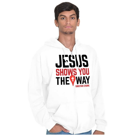 Jesus Way Truth Life Bible Verse Unisex Fleece Graphic Zip Up Hoodie Brisco Brands 2X