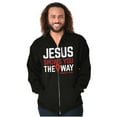 thumbnail image 1 of Jesus Way Truth Life Bible Verse Unisex Fleece Graphic Zip Up Hoodie Brisco Brands 4X, 1 of 5