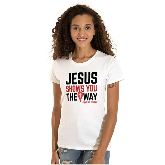 Jesus Way Truth Life Bible Verse Womens Slim Fit Graphic Tee Brisco Brands L
