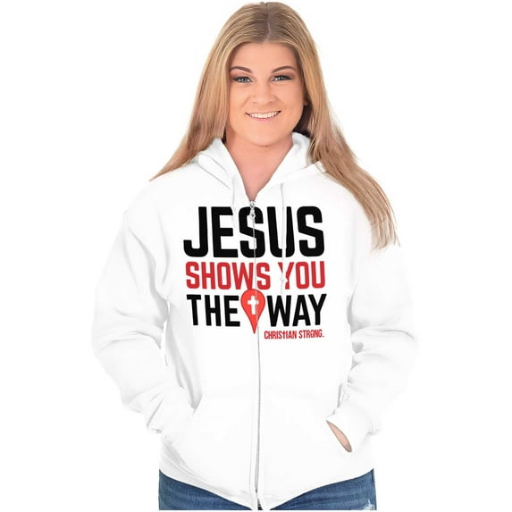 Jesus Way Truth Life Bible Verse Zip Up Hoodie Men's Women's Brisco Brands S