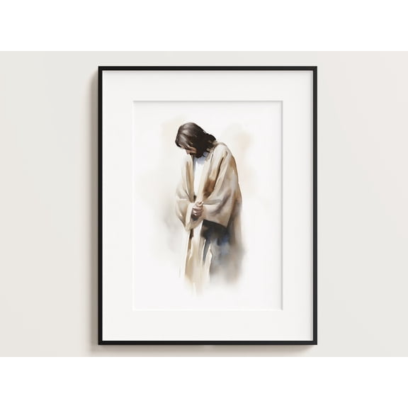 Jesus Wept Portrait John 11:35 Wall Art Bible Christian Boho, Unframed Paper Poster 8x10in